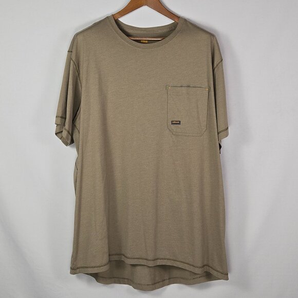 Ariat Rebar Cotton Strong T-Shirt 3XL Khaki  Short Sleeve Pocket Workwear Tee - Picture 1 of 11